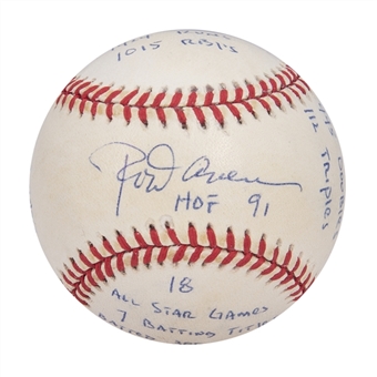 Rod Carew Signed Limited Edition (#269/1000) OAL Budig Stat Baseball (JSA)
